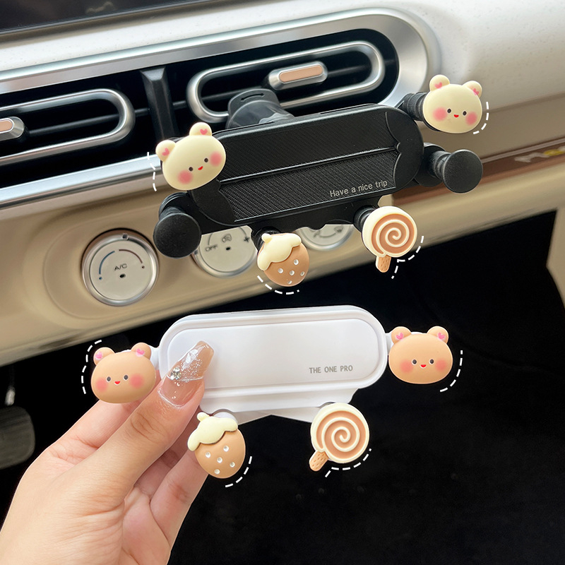 Držač za telefon u automobilu za Wuling Hongguang Mini — snap-on montaža na izlaz zraka, dizajn crtani makaron, nepunjiv