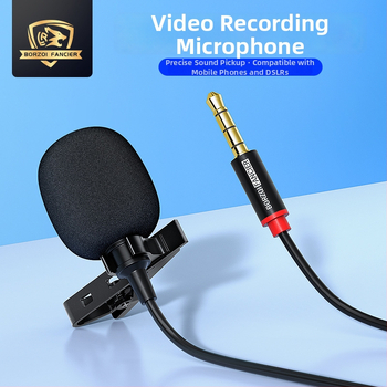 Microfon lavalier pentru înregistrări video, rotire la 360° — model mini, cablu audio, nucleu de cupru, conductor din cupru neoxigenat, Rohs certificat