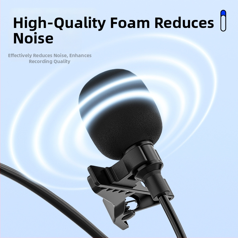 Microfon lavalier pentru înregistrări video, rotire la 360° — model mini, cablu audio, nucleu de cupru, conductor din cupru neoxigenat, Rohs certificat