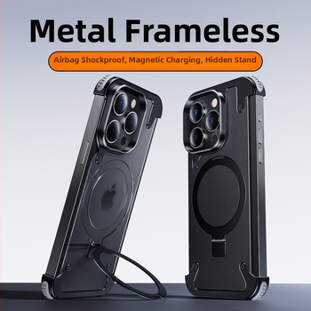 Tālruņa vāciņš iPhone 14 / 14 Max ar metalisku rāmi un gaisa spilventiņu (Materiāls: metāls + PC; Stils: Two in One, Business, Retro, Nordic; Ražošanas process: Hot Pressing; Funkcijas: trieciensizturība, Turētājs, Magnētiskais pievilkums, Pret pirkstu nos