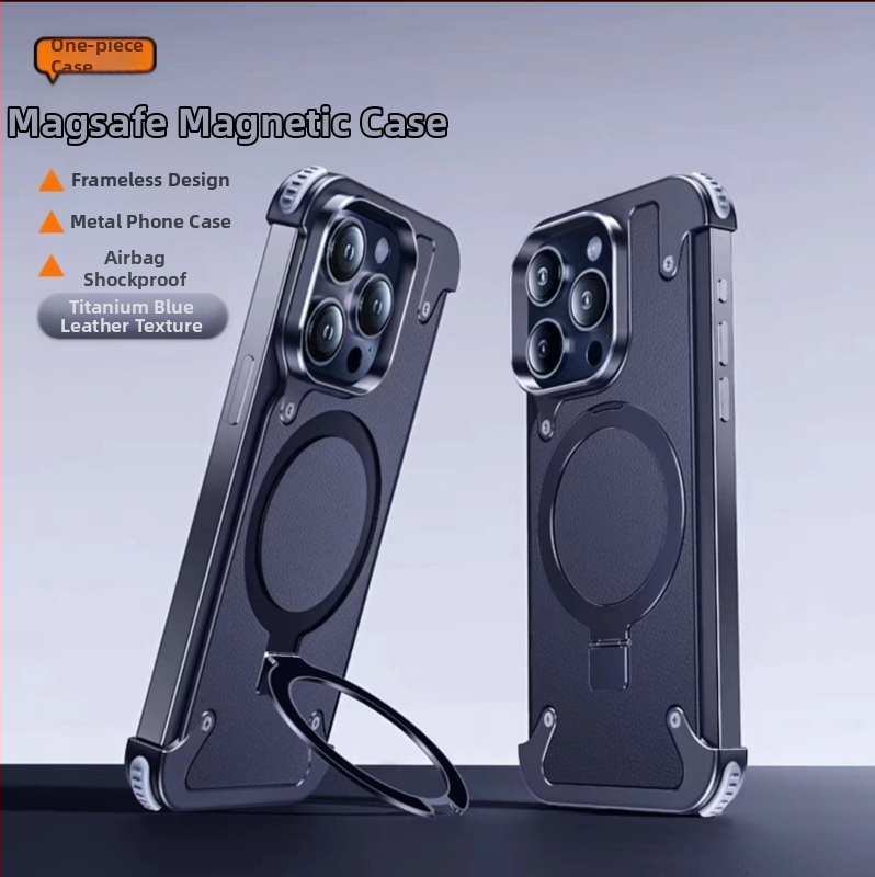 Tālruņa vāciņš iPhone 14 / 14 Max ar metalisku rāmi un gaisa spilventiņu (Materiāls: metāls + PC; Stils: Two in One, Business, Retro, Nordic; Ražošanas process: Hot Pressing; Funkcijas: trieciensizturība, Turētājs, Magnētiskais pievilkums, Pret pirkstu nos