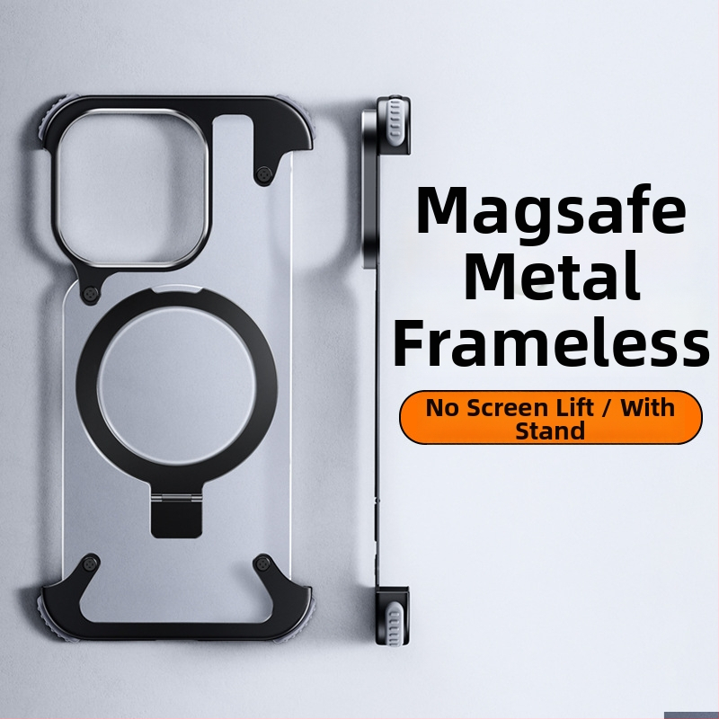 Tālruņa vāciņš iPhone 14 / 14 Max ar metalisku rāmi un gaisa spilventiņu (Materiāls: metāls + PC; Stils: Two in One, Business, Retro, Nordic; Ražošanas process: Hot Pressing; Funkcijas: trieciensizturība, Turētājs, Magnētiskais pievilkums, Pret pirkstu nos