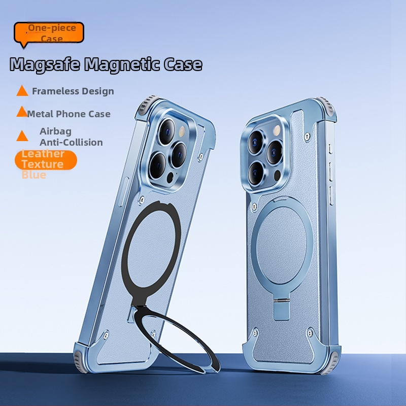 Tālruņa vāciņš iPhone 14 / 14 Max ar metalisku rāmi un gaisa spilventiņu (Materiāls: metāls + PC; Stils: Two in One, Business, Retro, Nordic; Ražošanas process: Hot Pressing; Funkcijas: trieciensizturība, Turētājs, Magnētiskais pievilkums, Pret pirkstu nos