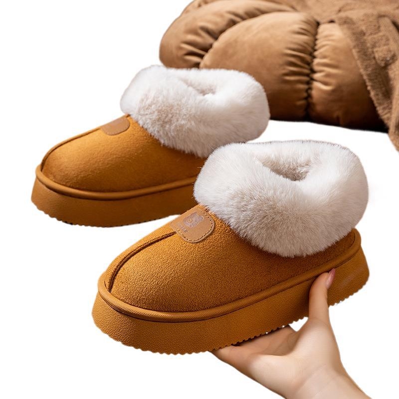 Unisex lina mājas čības ar slēgtu aizmuguri, rudens–ziemas sezonai, silti kā sniega zābaki, anti-slip PVC zole, pūkaina odere