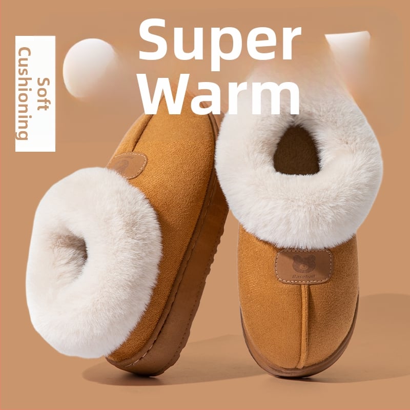 Unisex lina mājas čības ar slēgtu aizmuguri, rudens–ziemas sezonai, silti kā sniega zābaki, anti-slip PVC zole, pūkaina odere