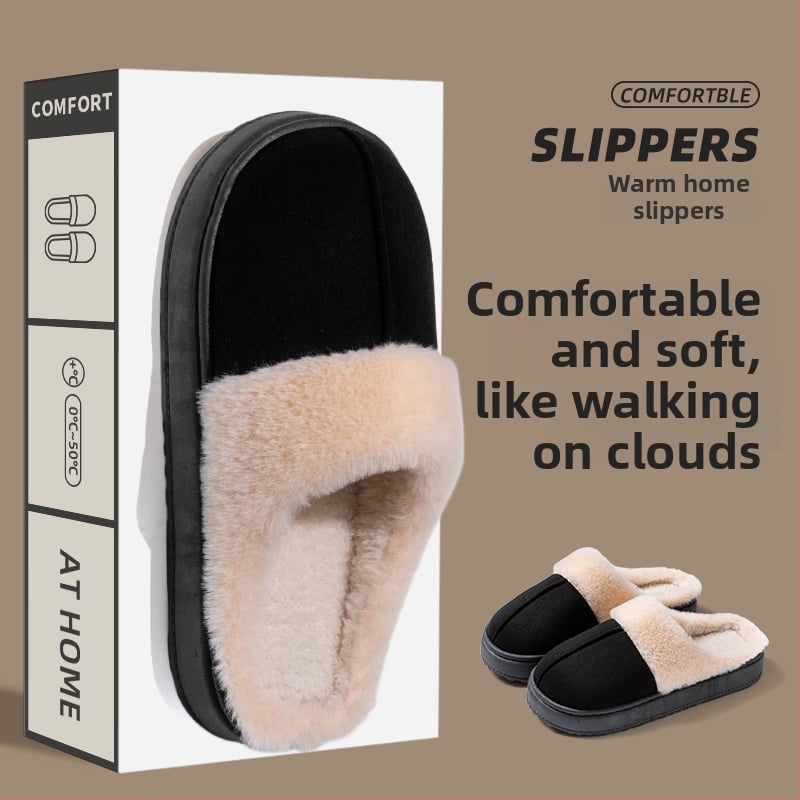 Unisex lina mājas čības ar slēgtu aizmuguri, rudens–ziemas sezonai, silti kā sniega zābaki, anti-slip PVC zole, pūkaina odere