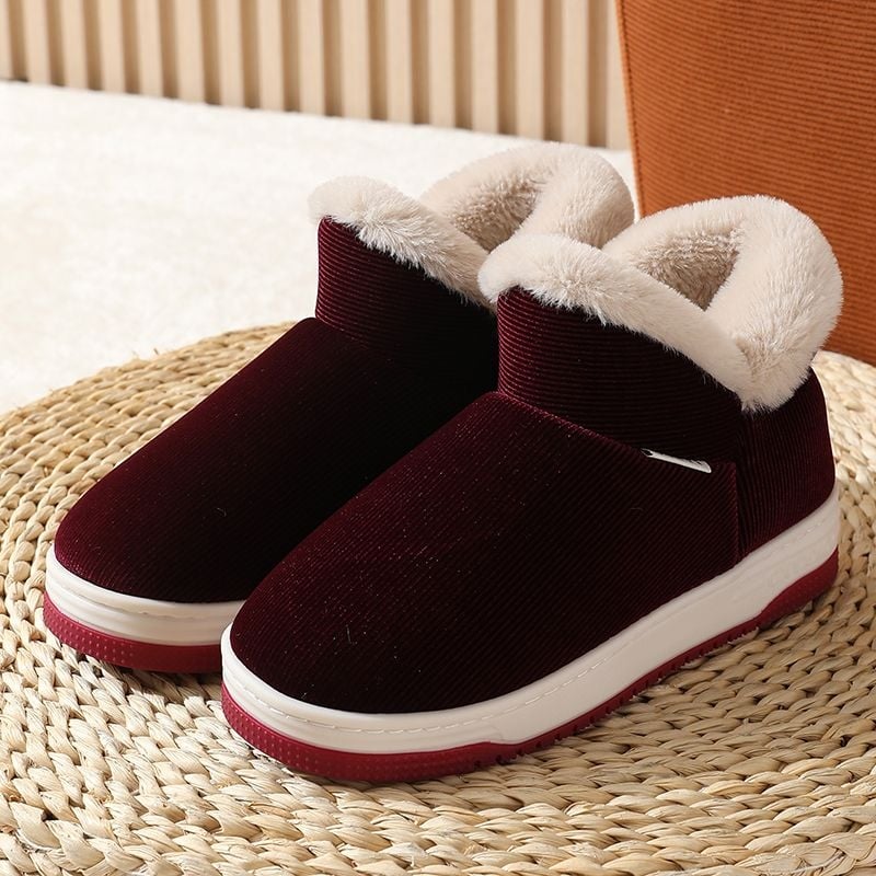Unisex lina mājas čības ar slēgtu aizmuguri, rudens–ziemas sezonai, silti kā sniega zābaki, anti-slip PVC zole, pūkaina odere