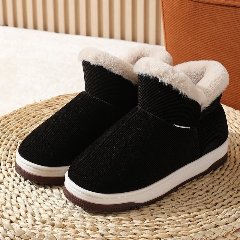 Unisex lina mājas čības ar slēgtu aizmuguri, rudens–ziemas sezonai, silti kā sniega zābaki, anti-slip PVC zole, pūkaina odere