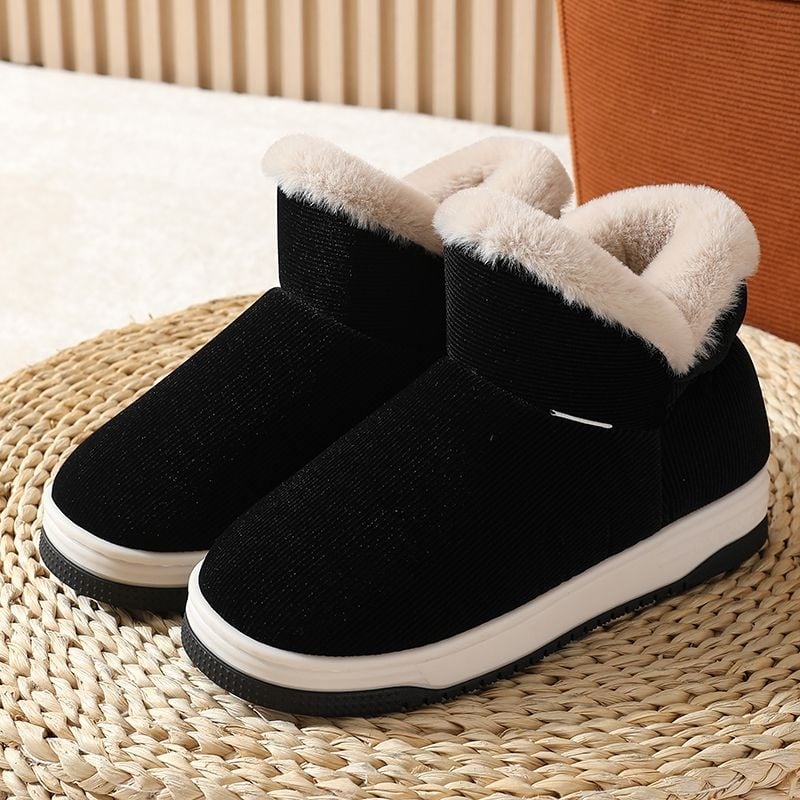 Unisex lina mājas čības ar slēgtu aizmuguri, rudens–ziemas sezonai, silti kā sniega zābaki, anti-slip PVC zole, pūkaina odere