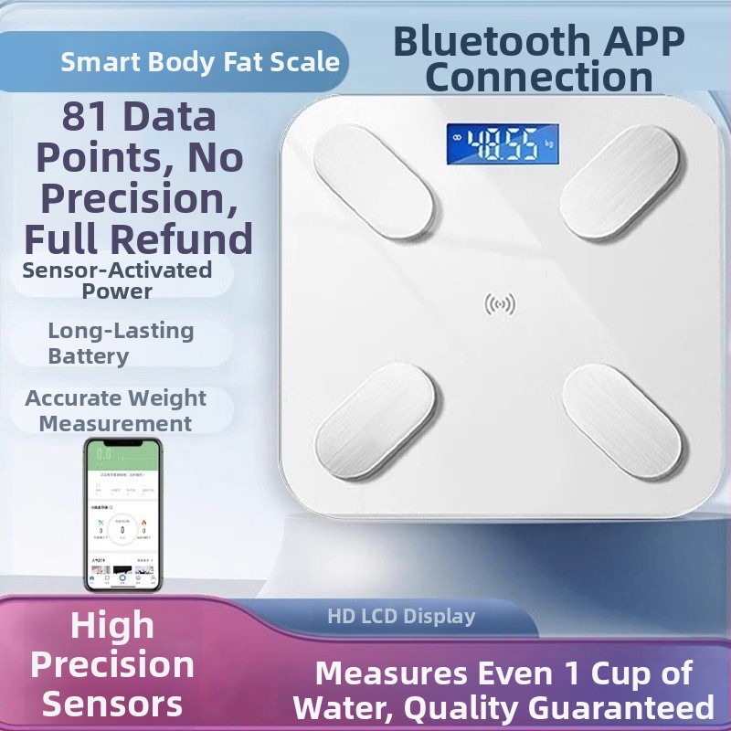Cântar corporal Bluetooth cu aplicație, încărcare Type-C, cântar electronic pentru uz casnic