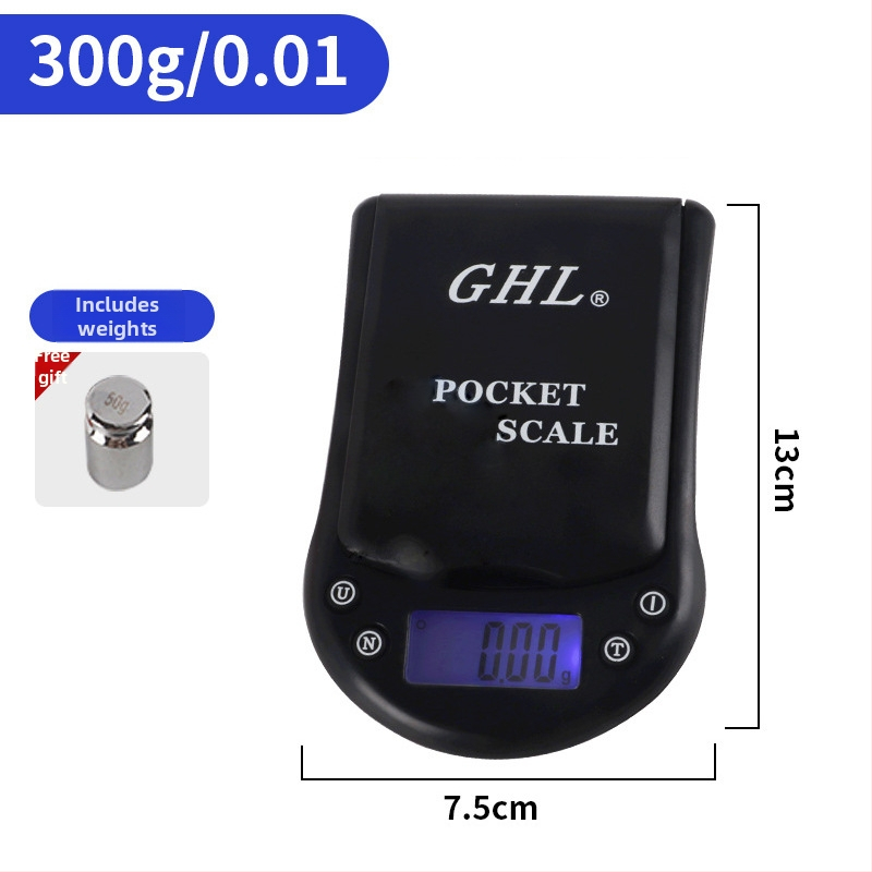 Ct-1 prijenosna džepna vaga, točnost 0.01 g, raspon 100-1000 g, napajanje baterijama, multifunkcionalna