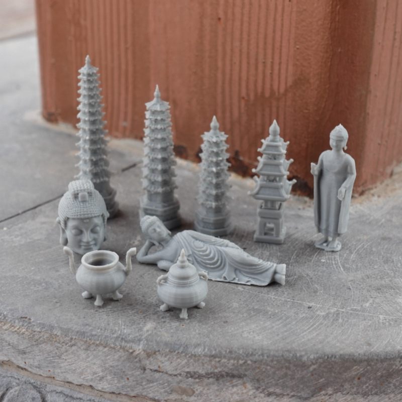 Zen Bonsai Mini Kamena Pagoda za Terarij — Kamen Koji Apsorbira Vodu, Ukras od Smole, Kineski Stil