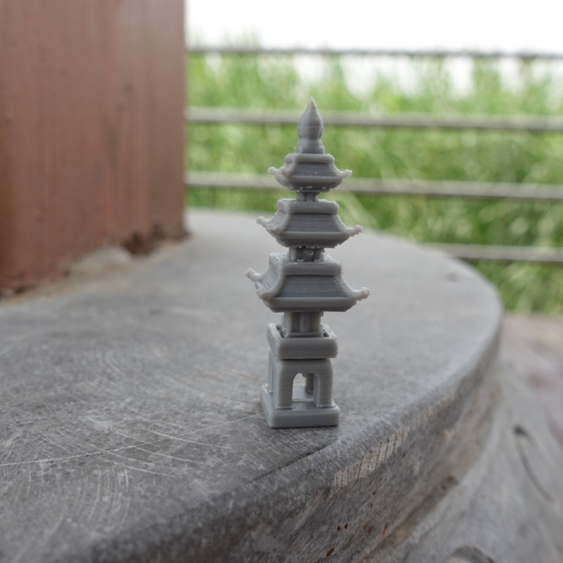 Zen Bonsai Mini Kamena Pagoda za Terarij — Kamen Koji Apsorbira Vodu, Ukras od Smole, Kineski Stil