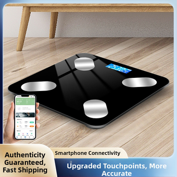 Cântar inteligent pentru grăsime corporală cu Bluetooth, afișaj LED, operare prin atingere, ABS plastic, alimentat cu baterie