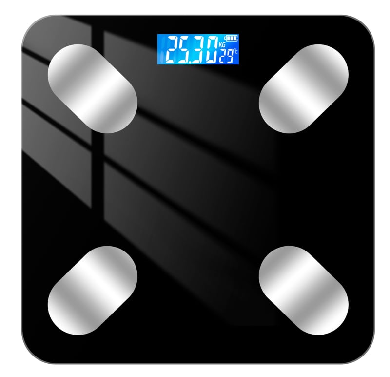 Cântar inteligent pentru grăsime corporală cu Bluetooth, afișaj LED, operare prin atingere, ABS plastic, alimentat cu baterie