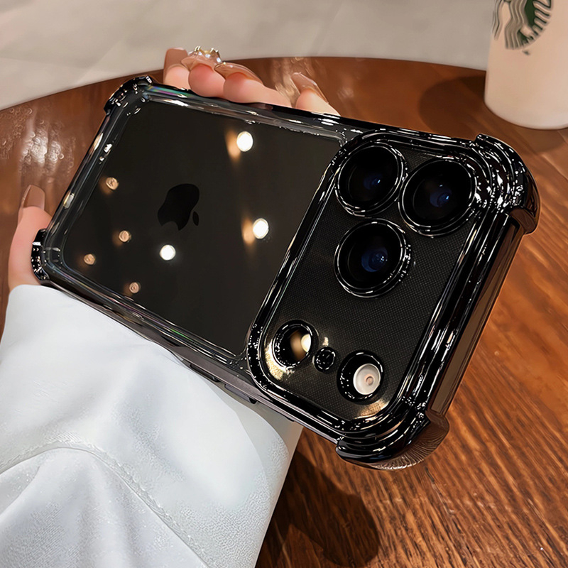 Carcasă TPU pentru iPhone 17 cu finisaj electroplating – protecție anti-cadere completă, husă moale minimalistă cu folie pentru obiectiv