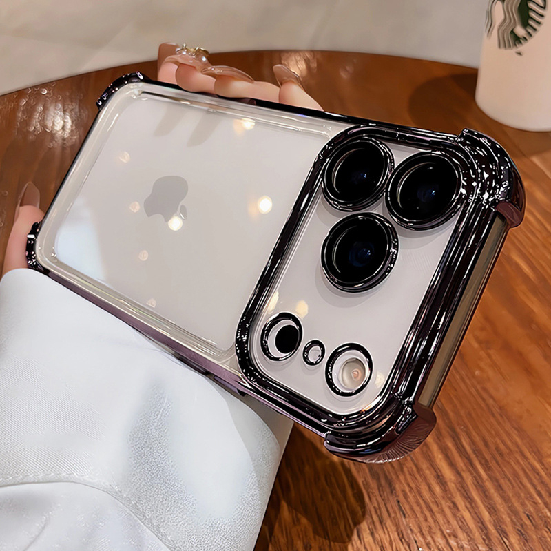 Carcasă TPU pentru iPhone 17 cu finisaj electroplating – protecție anti-cadere completă, husă moale minimalistă cu folie pentru obiectiv