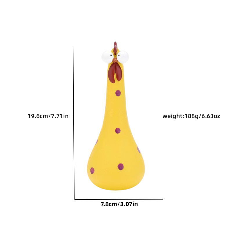 Διακοσμητικό κήπου από ρητίνη: κότα με μακριά λαιμό και μεγάλα μάτια