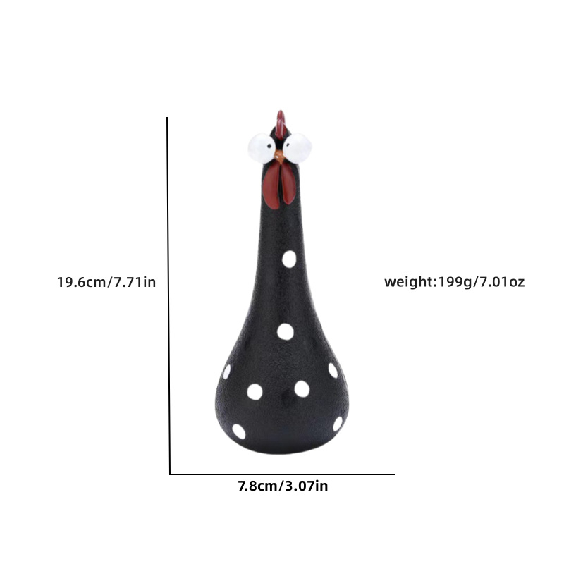 Διακοσμητικό κήπου από ρητίνη: κότα με μακριά λαιμό και μεγάλα μάτια