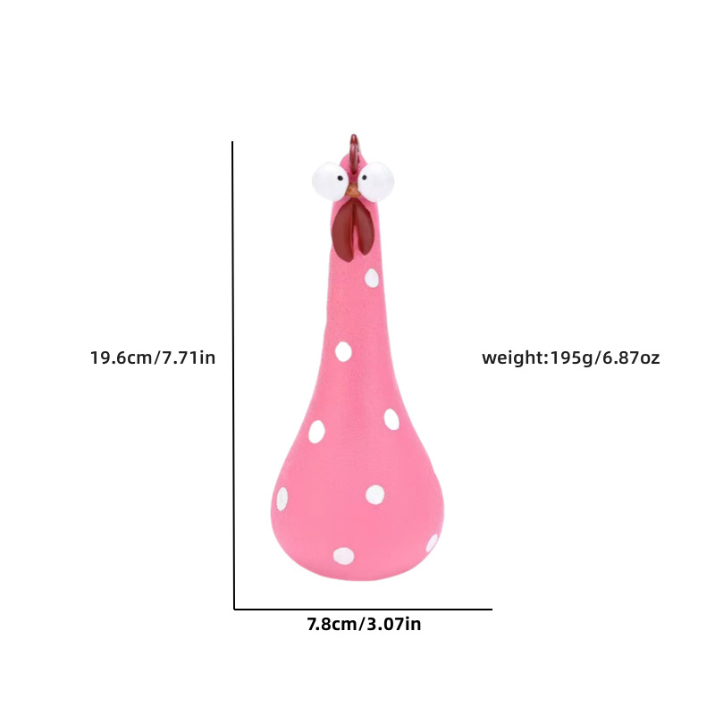 Διακοσμητικό κήπου από ρητίνη: κότα με μακριά λαιμό και μεγάλα μάτια