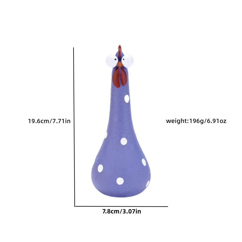 Διακοσμητικό κήπου από ρητίνη: κότα με μακριά λαιμό και μεγάλα μάτια