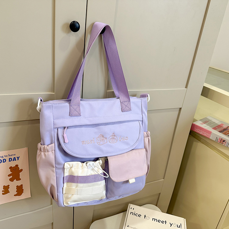 Školska torba za djevojčice, lagana i proširiva, crossbody torba za školu s velikom kapaciteto, od najlona s poliesterom podstavom