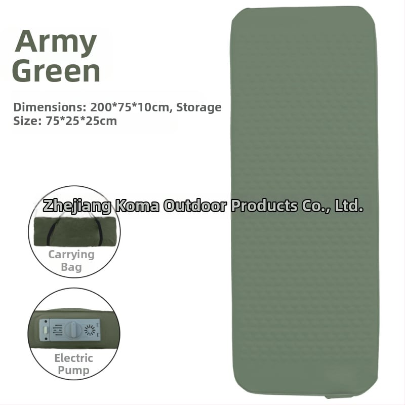 Savarankiškai pripučiamas kempting lova vienam arba dviem; apkrova 300 kg; svoris 10 kg; paviršius iš TPU 30D audinio.