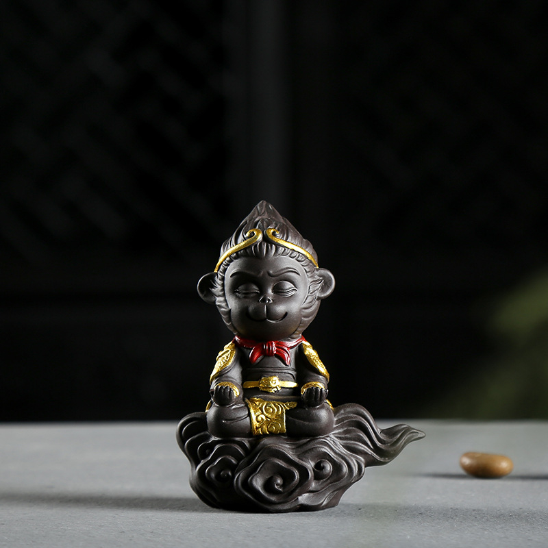 Mini bonsai keramiška ukrasna figura od ljubičaste pijesčne gline, kineski stil, ručna izrada, figura lika za mikropejzaž i akvarij