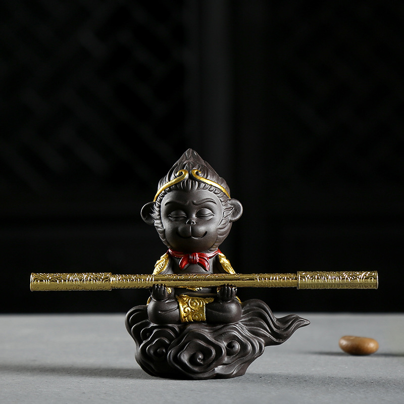 Mini bonsai keramiška ukrasna figura od ljubičaste pijesčne gline, kineski stil, ručna izrada, figura lika za mikropejzaž i akvarij