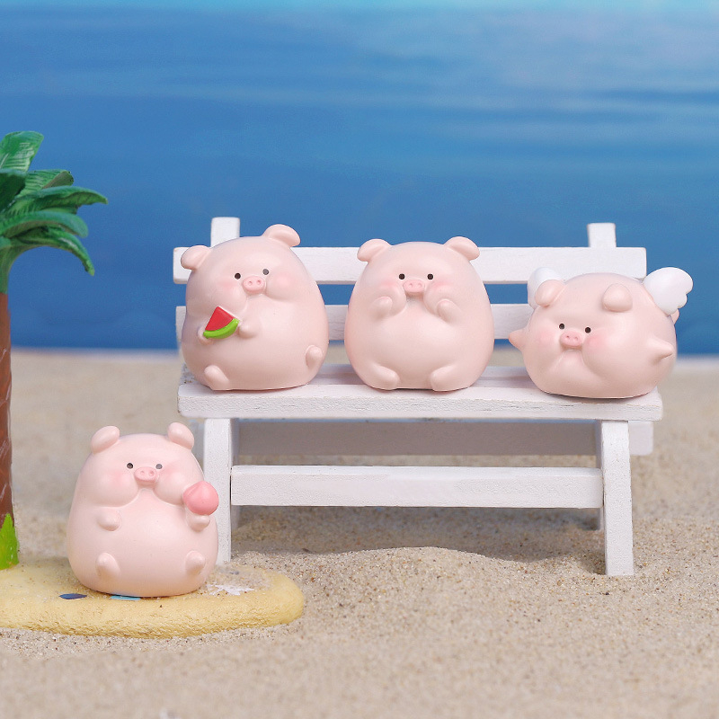 Asztali dekor Pig You Happy mini ornament — gyanta, Mu Mu Time, IP engedélyezett