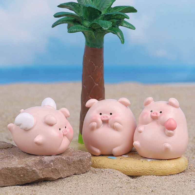 Asztali dekor Pig You Happy mini ornament — gyanta, Mu Mu Time, IP engedélyezett