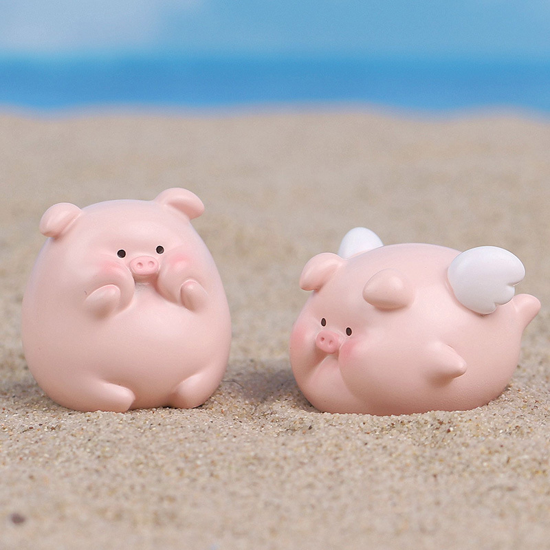 Asztali dekor Pig You Happy mini ornament — gyanta, Mu Mu Time, IP engedélyezett