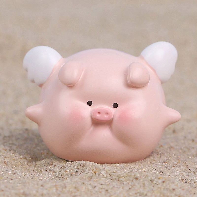 Asztali dekor Pig You Happy mini ornament — gyanta, Mu Mu Time, IP engedélyezett