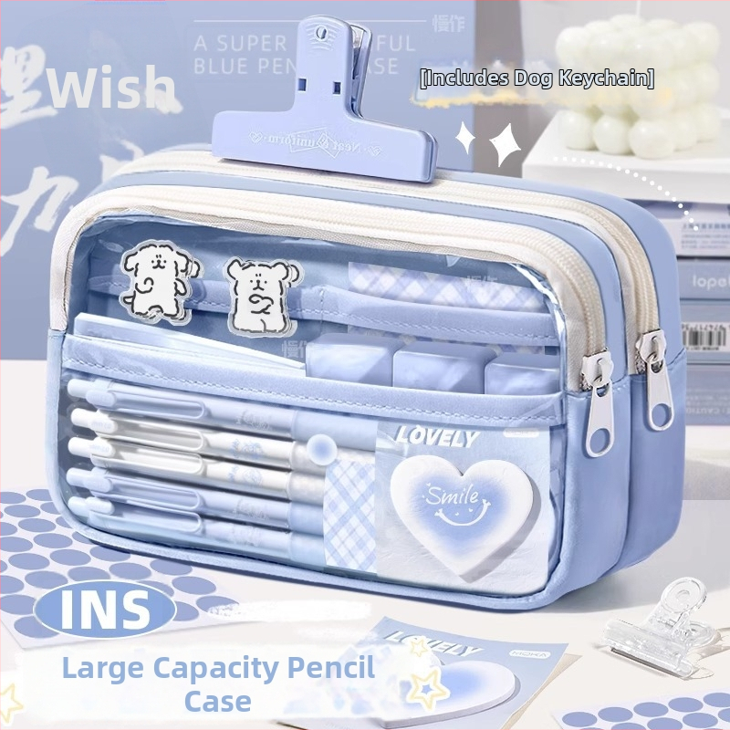 Auduma pildspalvas soma, caurspīdīga, Insta stils, skolas piederumi