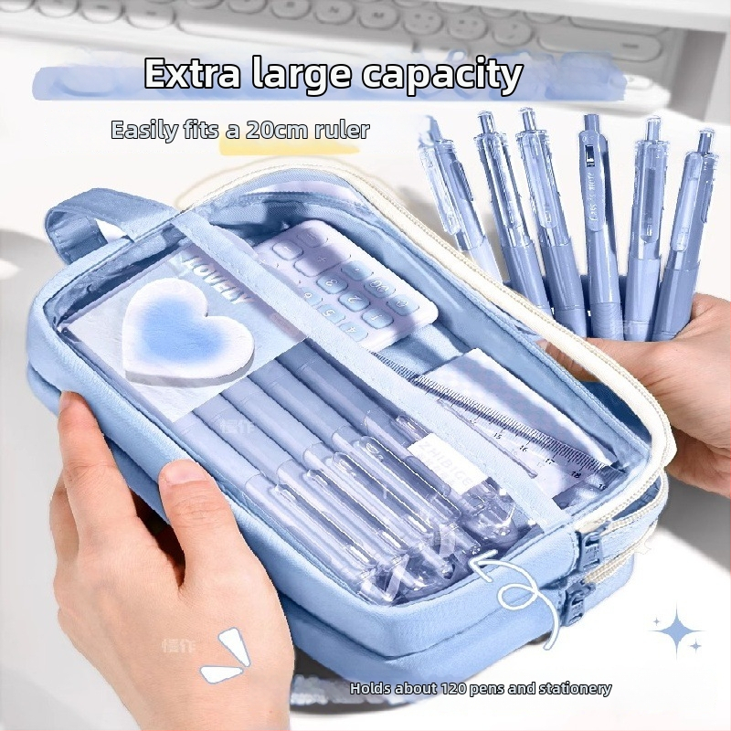 Pouzdro na ceruzky z plátna, priehľadné, Insta štýl, školské potreby