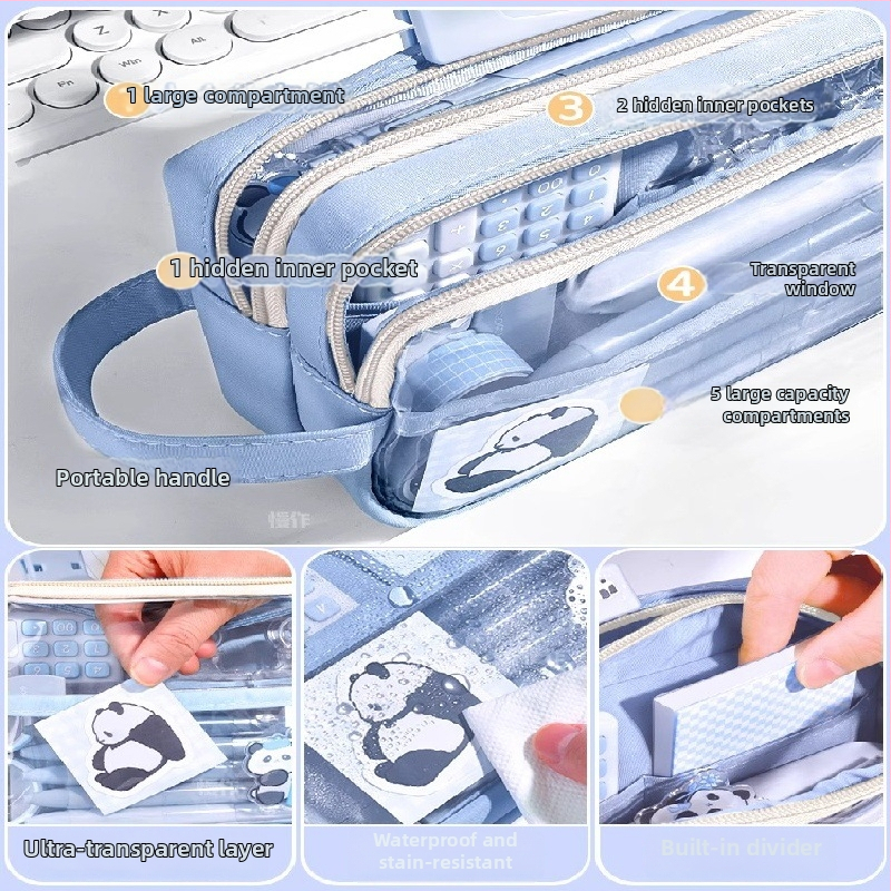 Pouzdro na ceruzky z plátna, priehľadné, Insta štýl, školské potreby