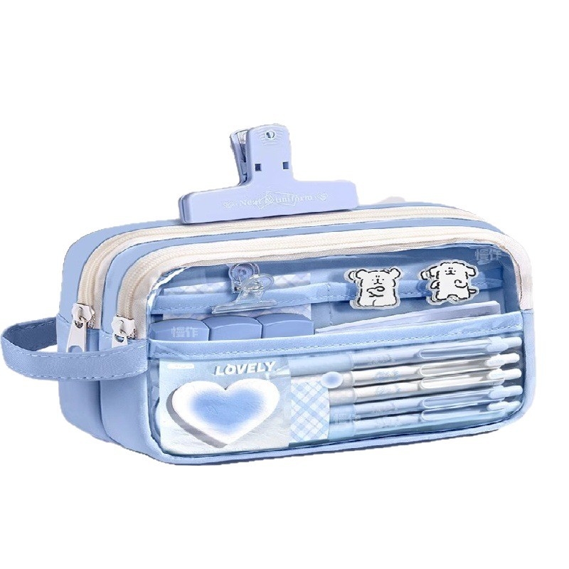 Auduma pildspalvas soma, caurspīdīga, Insta stils, skolas piederumi