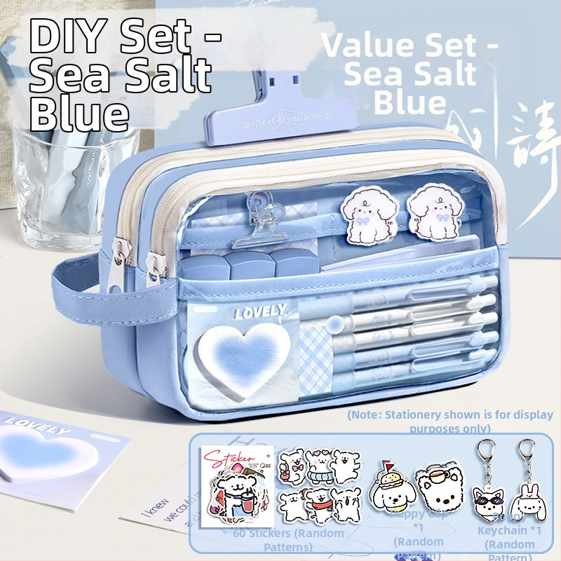 Auduma pildspalvas soma, caurspīdīga, Insta stils, skolas piederumi