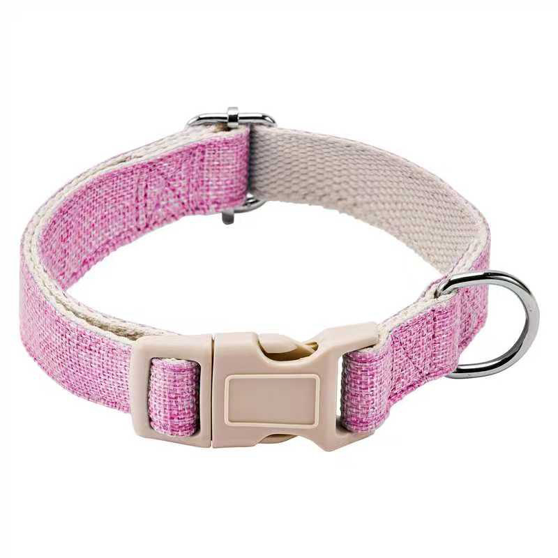 Нашийник за кучета от ленено-памучен материал, еднотонен дизайн, с функция против разкъсване и светлоотразителни свойства, универсален за всички породи, марка Handsome