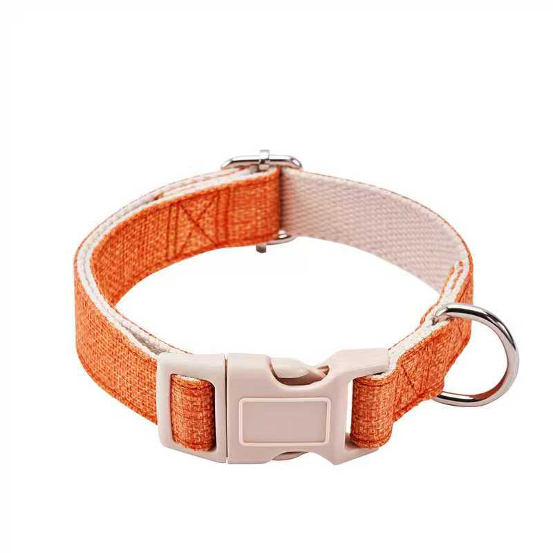 Нашийник за кучета от ленено-памучен материал, еднотонен дизайн, с функция против разкъсване и светлоотразителни свойства, универсален за всички породи, марка Handsome