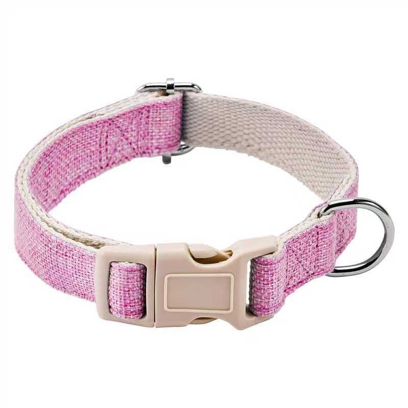 Нашийник за кучета от ленено-памучен материал, еднотонен дизайн, с функция против разкъсване и светлоотразителни свойства, универсален за всички породи, марка Handsome