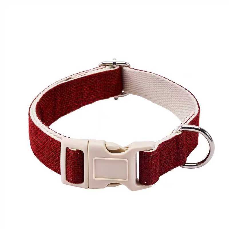 Нашийник за кучета от ленено-памучен материал, еднотонен дизайн, с функция против разкъсване и светлоотразителни свойства, универсален за всички породи, марка Handsome