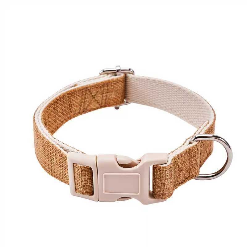 Нашийник за кучета от ленено-памучен материал, еднотонен дизайн, с функция против разкъсване и светлоотразителни свойства, универсален за всички породи, марка Handsome