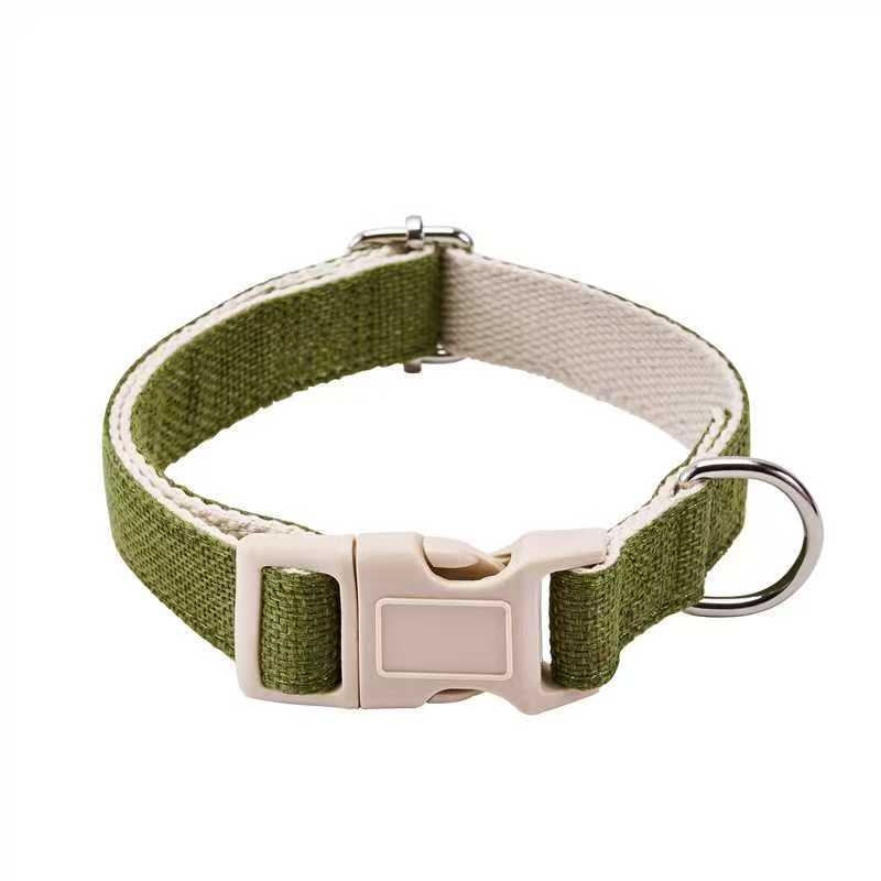 Нашийник за кучета от ленено-памучен материал, еднотонен дизайн, с функция против разкъсване и светлоотразителни свойства, универсален за всички породи, марка Handsome