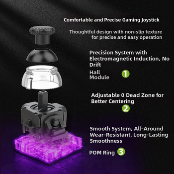 Ασύρματο χειριστήριο παιχνιδιών με Hall αισθητήρα, RGB φωτισμό, διπλό κραδασμό, Bluetooth, USB-C
