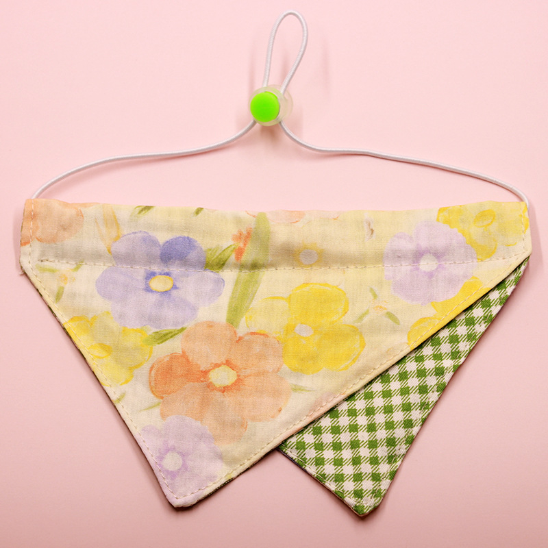 AURORA PET Pamut háromszög kendő háziállatok számára, karikatúra mintával, egész éves viselet