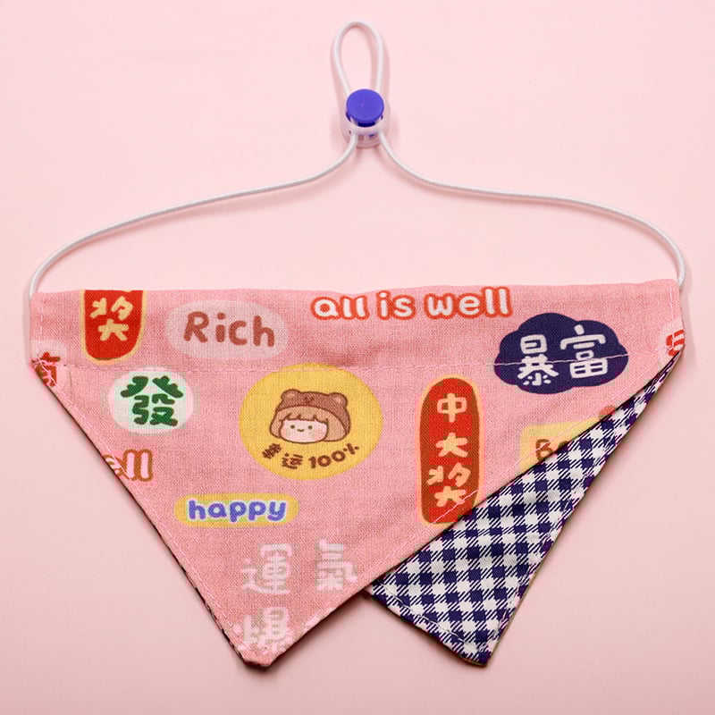 AURORA PET Pamut háromszög kendő háziállatok számára, karikatúra mintával, egész éves viselet