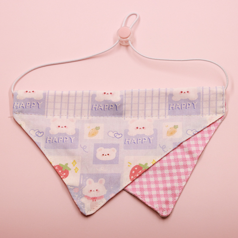 AURORA PET Pamut háromszög kendő háziállatok számára, karikatúra mintával, egész éves viselet