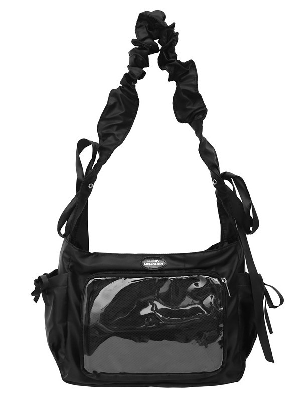 Dvostruka crossbody torba, baletnog stila, najlon, podstava od poliestera, vodootporna, uzorak s slovima, dječji i slatki stil