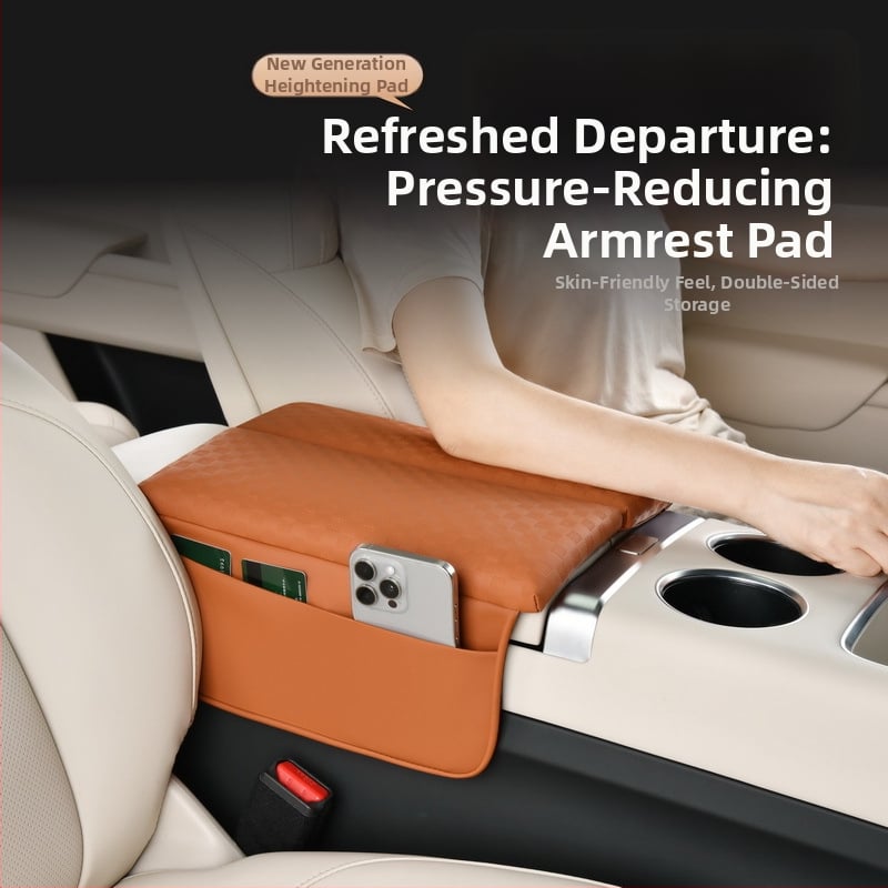 Automobiļa rokasbalsta kaste ar dubultu atvēršanu un ādas pārklājumu uzglabāšanai (Materiāls: Āda; Piemērojami modeļi: Universāli; Zīmols: Special; Privāta zīmola autorizācija: Jā)